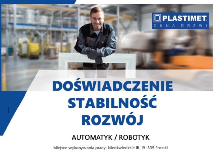 Grajewo ogłoszenia: AUTOMATYK / ROBOTYK
Miejsce wykonywania pracy: Niedźwiedzkie 1B,...